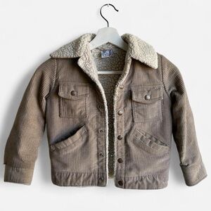 VINTAGE Billy The Kid Tan Corduroy Jacket with sherpa collar. Kids Size 8